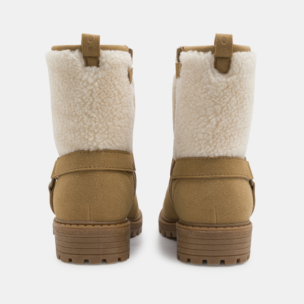 حذاء بوت مبطن بالفرو بلون البيج للفتيات